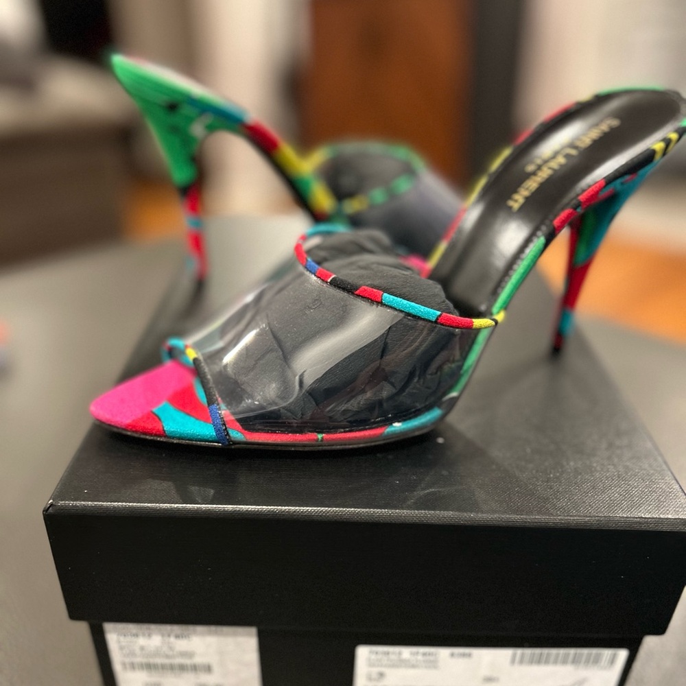Authentic Saint Laurent transparent/multicolor heels